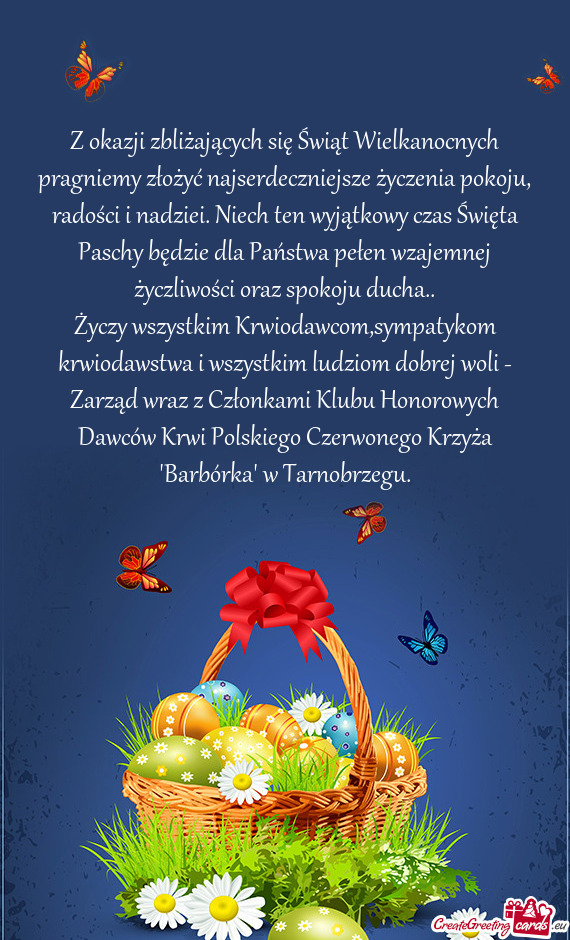 Z okazji zbliżających się Świąt Wielkanocnych pragniemy złożyć najserdeczniejsze życzenia p