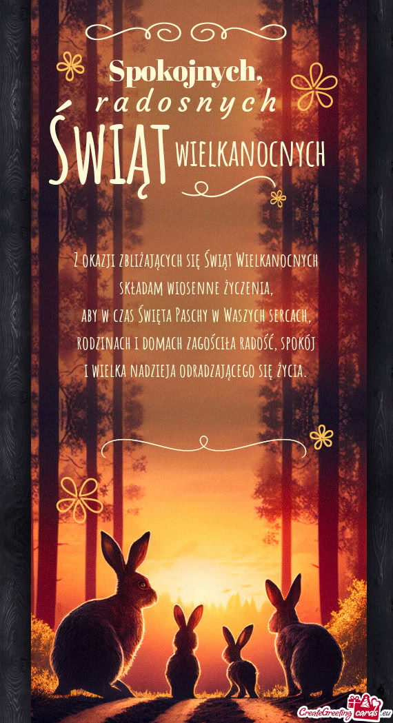 Z okazji zbliżających się Świąt Wielkanocnych  składam wiosenne