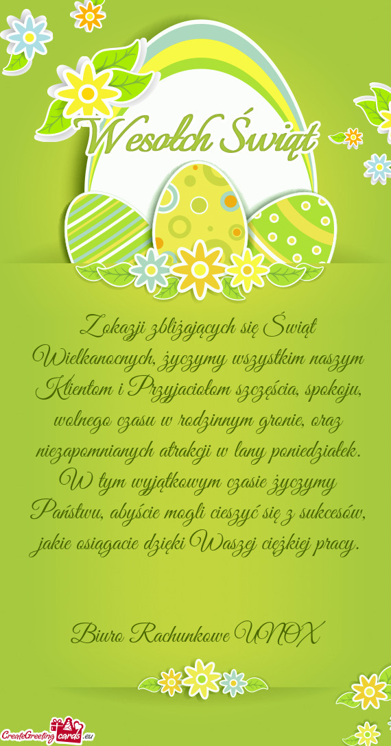 Z okazji zbliżających się Świąt Wielkanocnych, życzymy wszystkim naszym Klientom i Przyjacioł