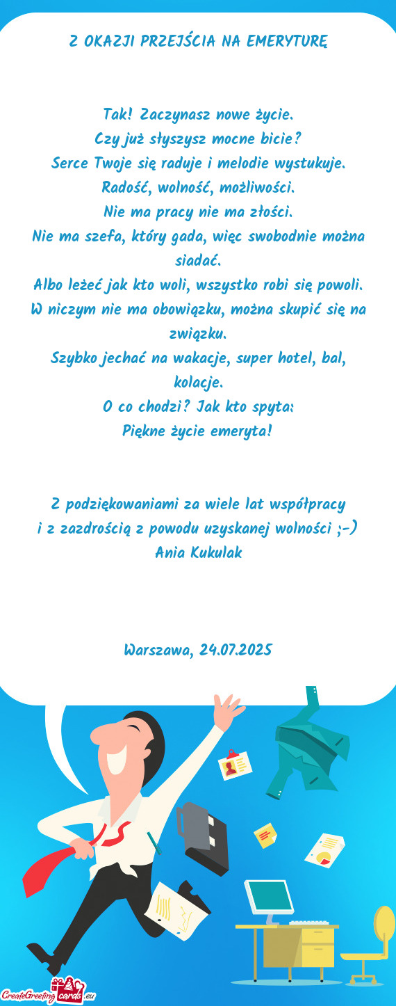 Z podziękowaniami za wiele lat współpracy