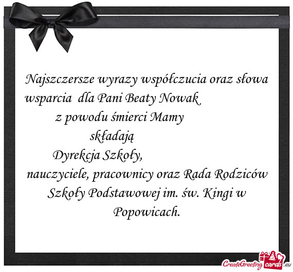 Z powodu śmierci Mamy           składają