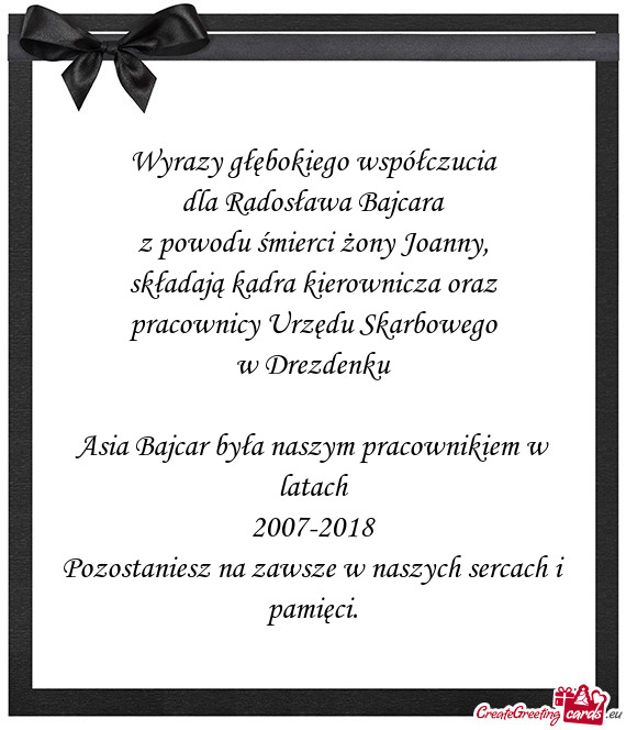 Z powodu śmierci żony Joanny