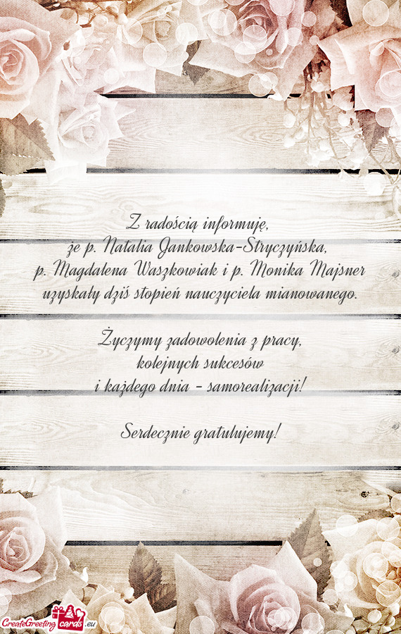 Z radością informuję