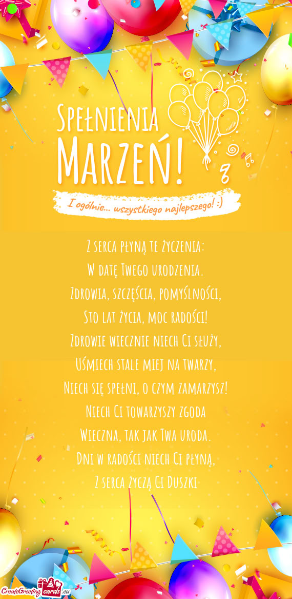 Z serca życzą Ci Duszki