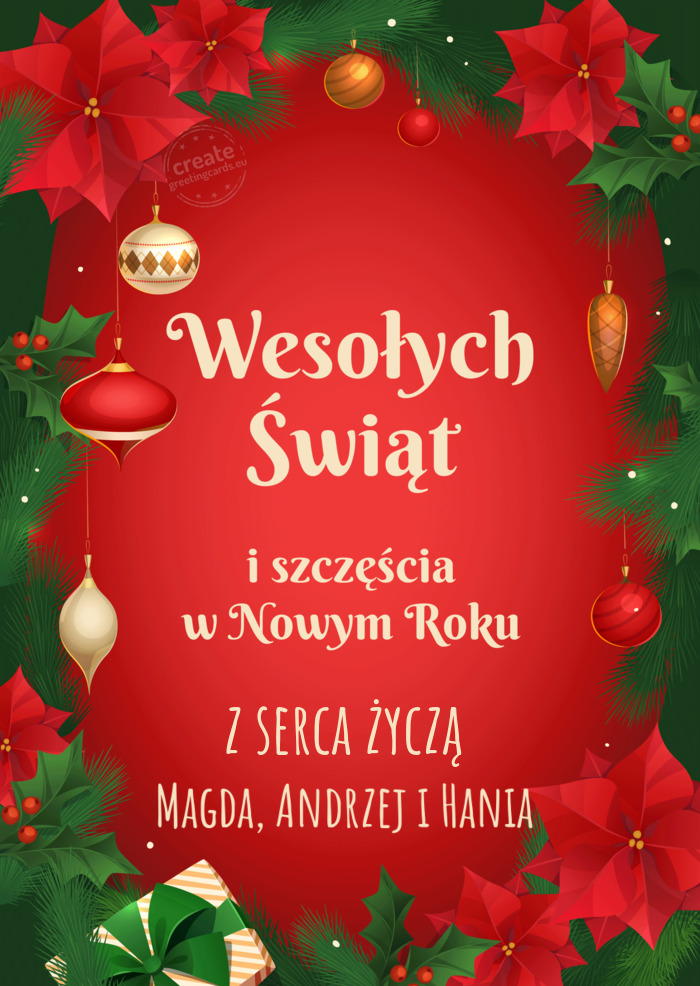 Z serca życzą Magda, Andrzej i Hania
