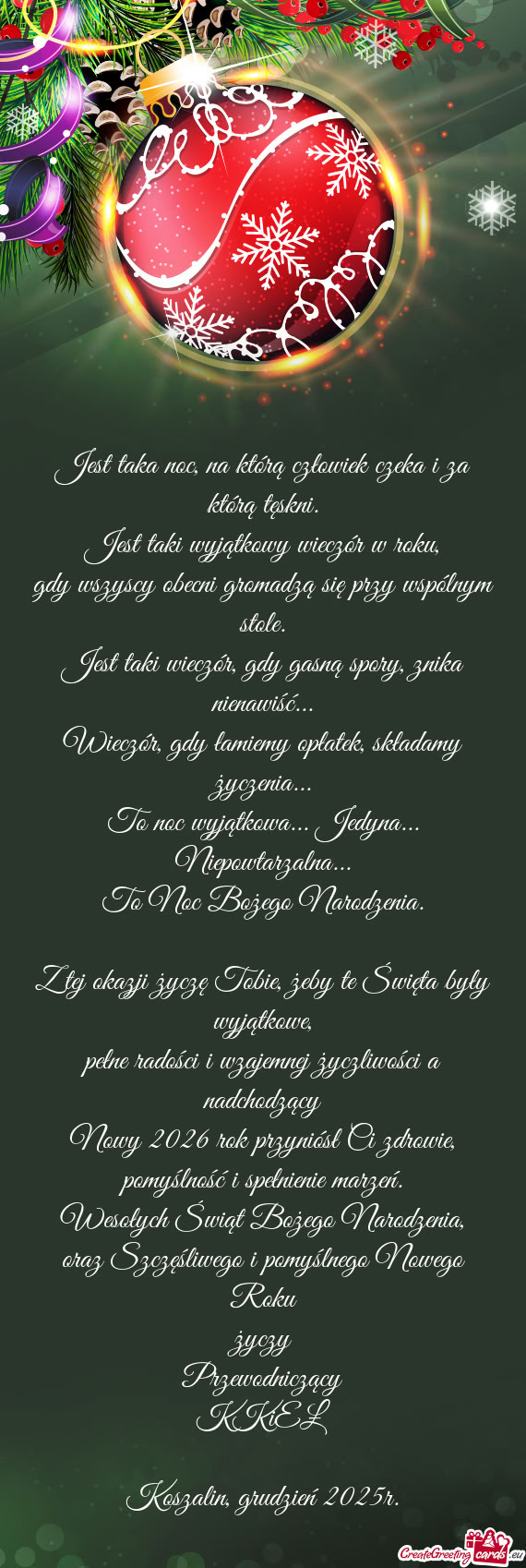 Z tej okazji życzę Tobie, żeby te Święta były wyjątkowe