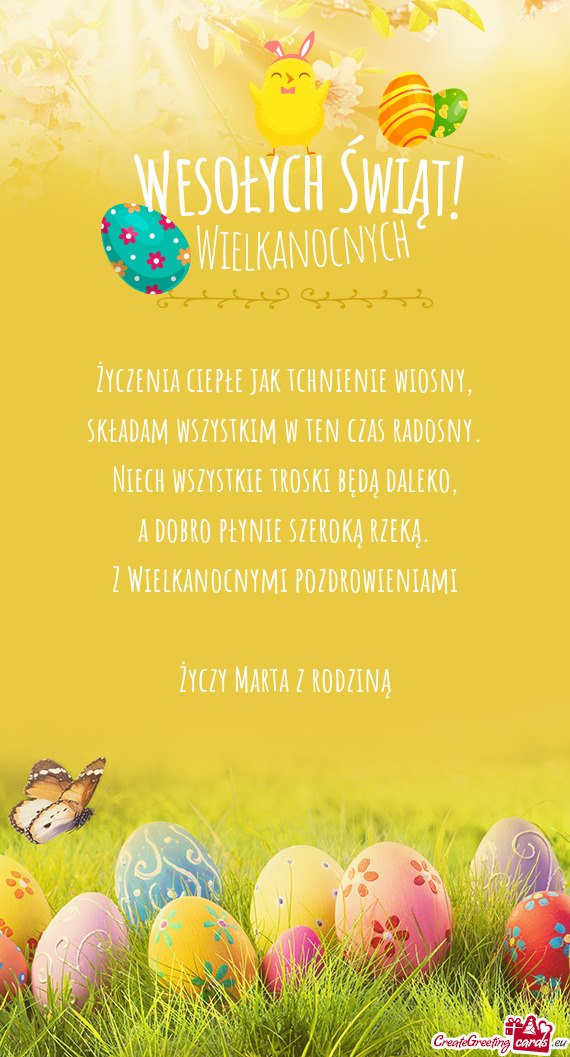 Z Wielkanocnymi pozdrowieniami Marta z rodziną