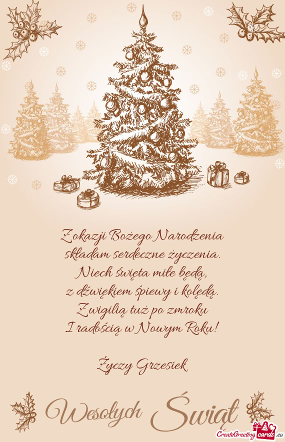 Z wigilią tuż po zmroku I radością w Nowym Roku! Grzesiek