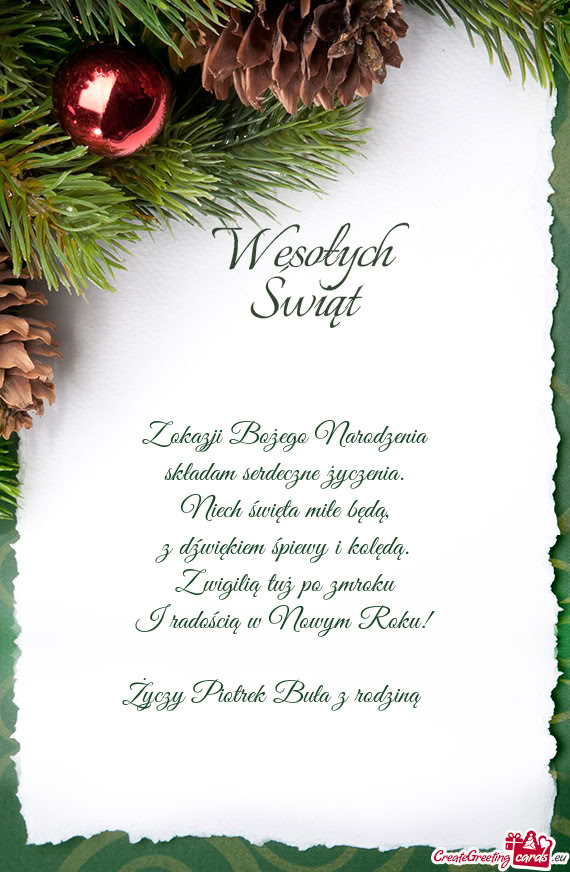 Z wigilią tuż po zmroku I radością w Nowym Roku! Piotrek Buła z rodziną🙂