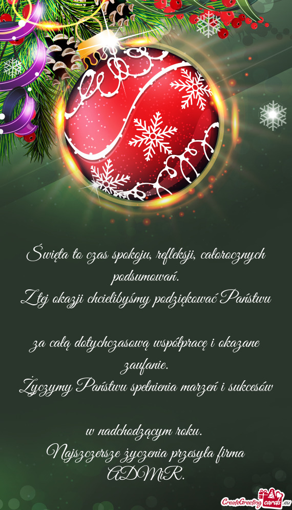 Za całą dotychczasową współpracę i okazane zaufanie