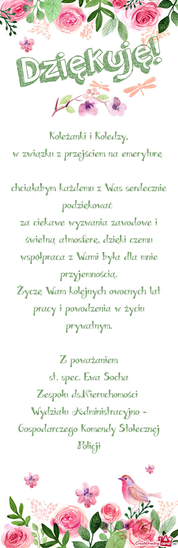 Za ciekawe wyzwania zawodowe i świetną atmosferę, dzięki czemu współpraca z Wami była dla mni
