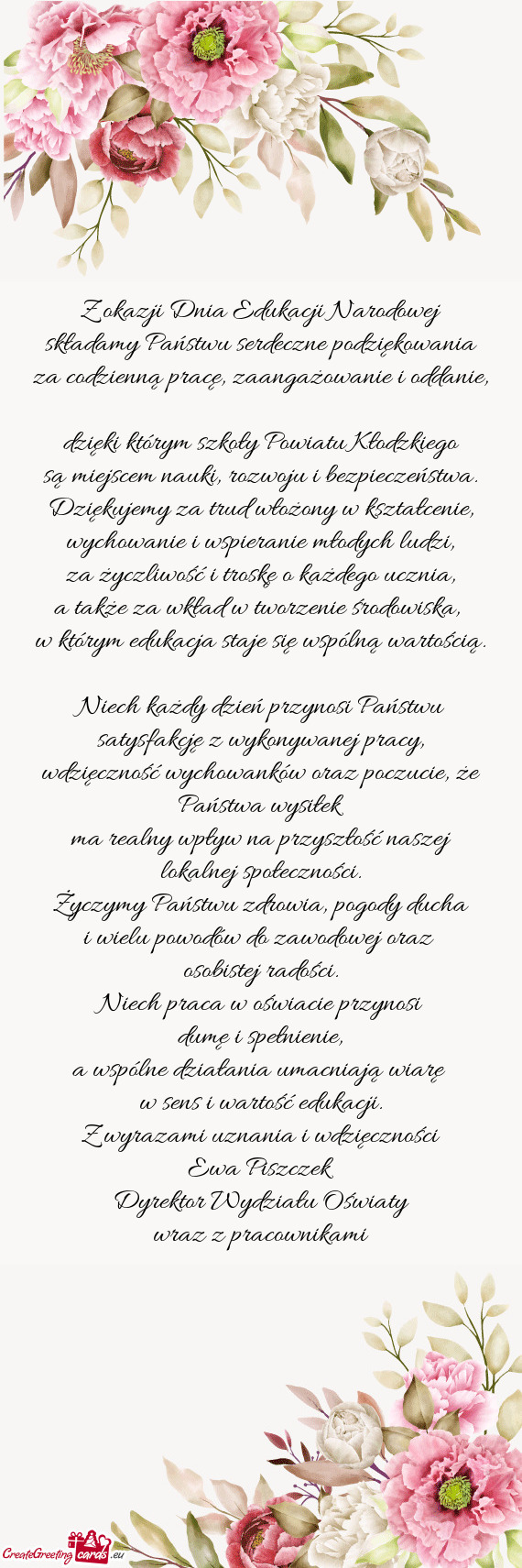 Za codzienną pracę, zaangażowanie i oddanie