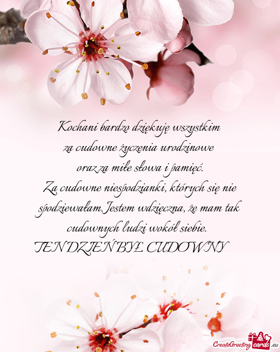 Za cudowne niespodzianki, których się nie spodziewałam. Jestem wdzięczna, że mam tak cudownych