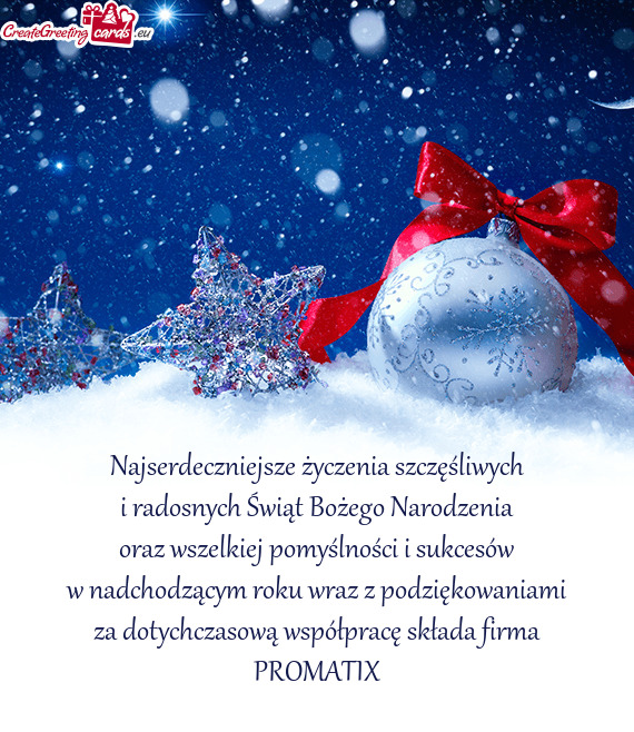 Za dotychczasową współpracę składa firma PROMATIX