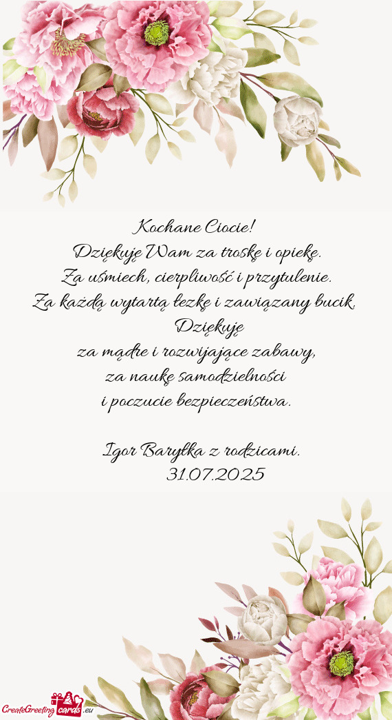 Za każdą wytartą łezkę i zawiązany bucik