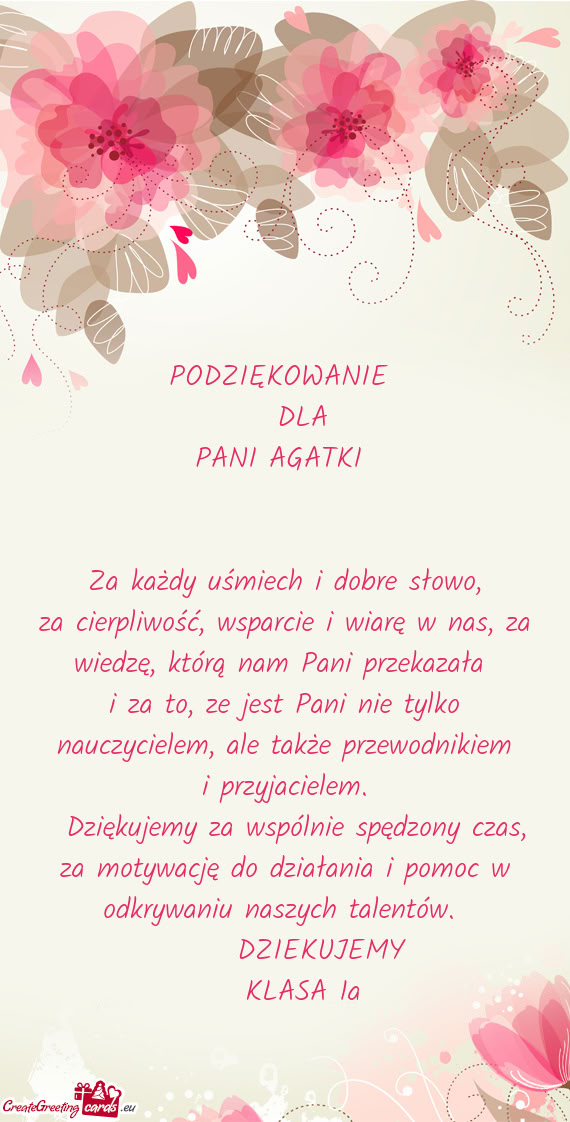 Za każdy uśmiech i dobre słowo