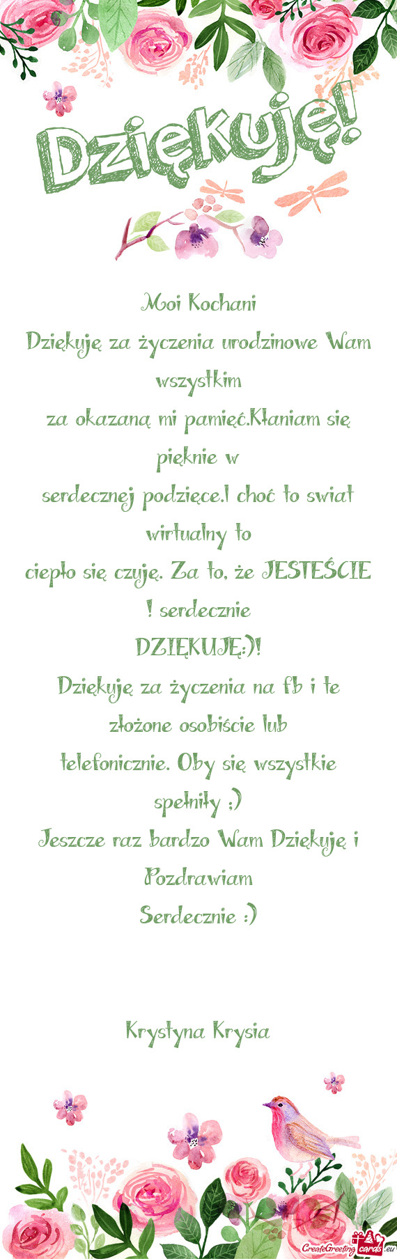 Za okazaną mi pamięć.Kłaniam się pięknie w