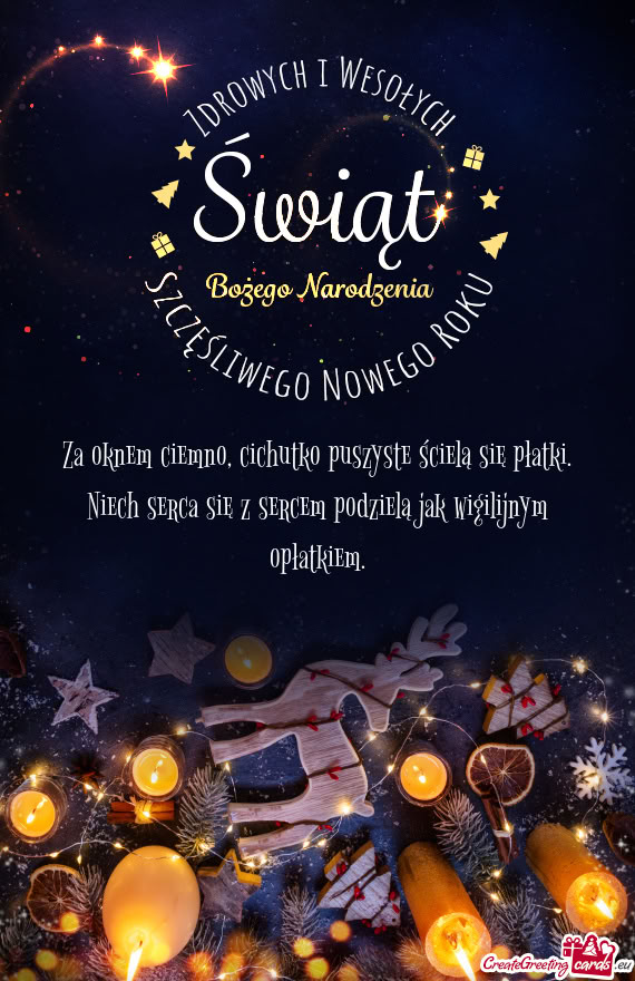 Za oknem ciemno, cichutko puszyste ścielą się płatki