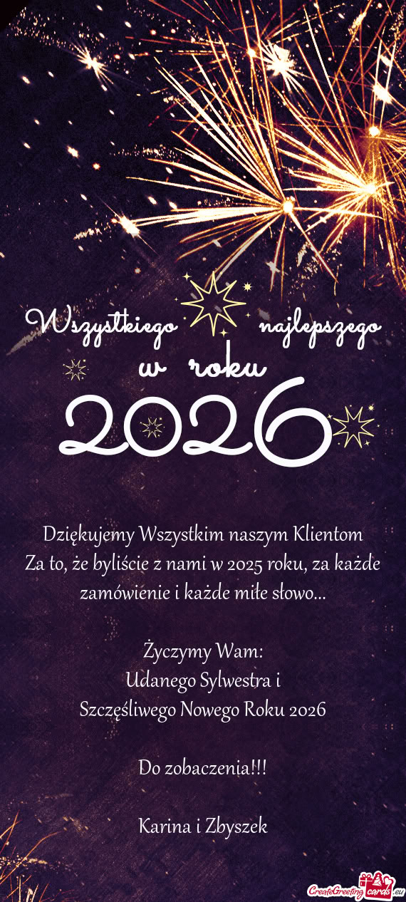Za to, że byliście z nami w 2025 roku, za każde zamówienie i każde miłe słowo