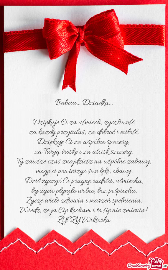 Za Twoją troskę i za uścisk szczery