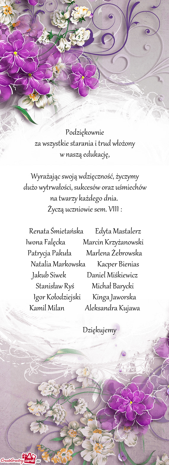 Za wszystkie starania i trud włożony