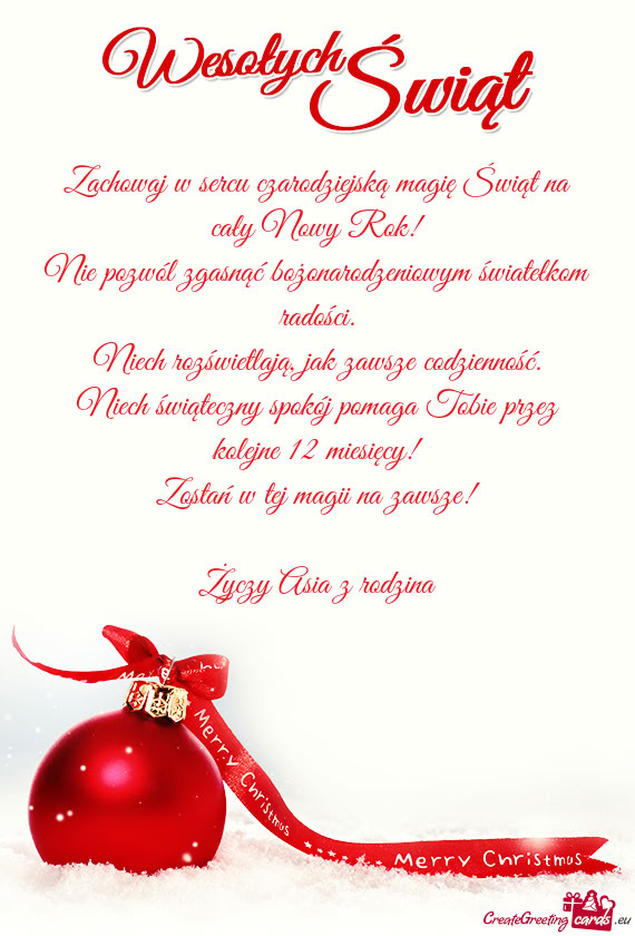 Zachowaj w sercu czarodziejską magię Świąt na cały Nowy Rok!  Nie pozwól
