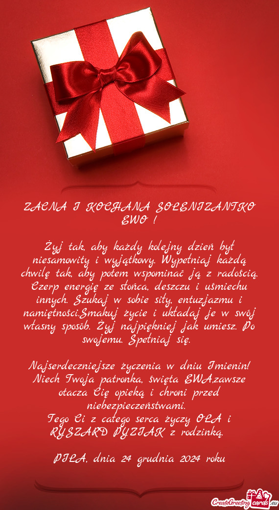 ZACNA I KOCHANA SOLENIZANTKO EWO