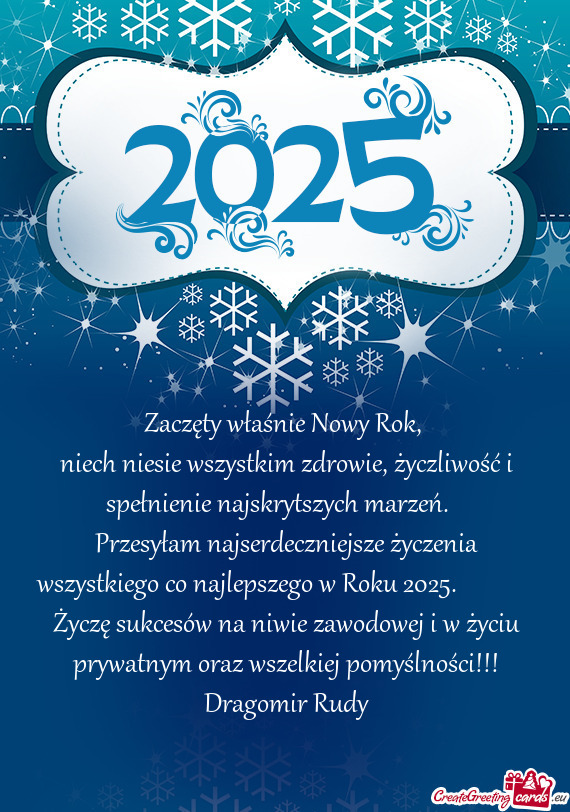 Zaczęty właśnie Nowy Rok