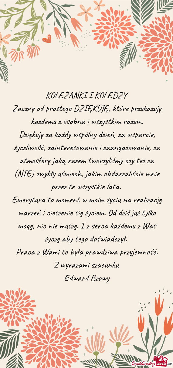 Zacznę od prostego DZIĘKUJĘ, które przekazuję każdemu z osobna i wszystkim razem