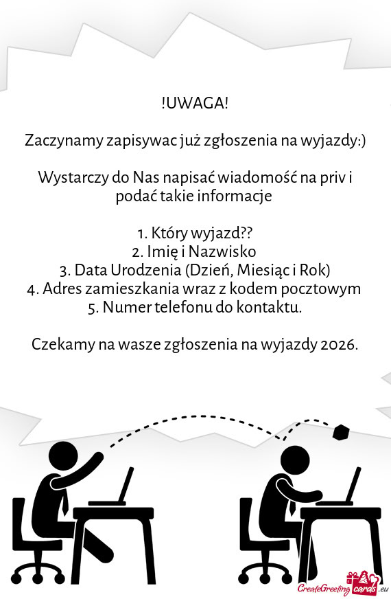 Zaczynamy zapisywac już zgłoszenia na wyjazdy:)