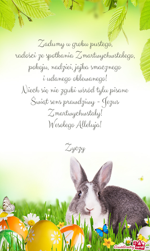 Zadumy u grobu pustego,  radości ze spotkania Zmartwychwstałego,  pokoju,