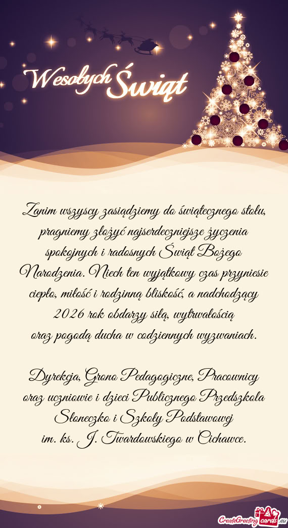 Zanim wszyscy zasiądziemy do świątecznego stołu, pragniemy złożyć najserdeczniejsze życzenia