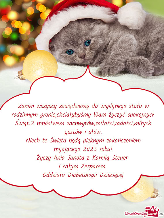 Zanim wszyscy zasiądziemy do wigilijnego stołu w rodzinnym gronie,chciałybyśmy Wam życzyć spok