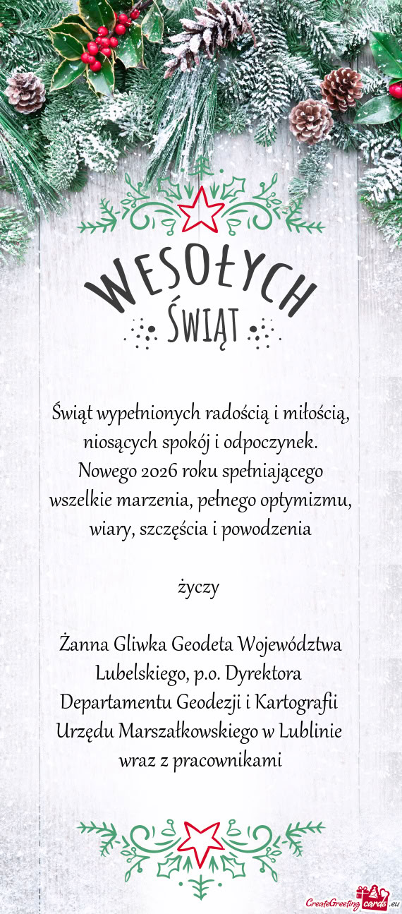 Żanna Gliwka Geodeta Województwa Lubelskiego, p.o. Dyrektora