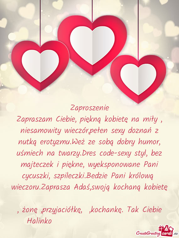 Zapraszam Ciebie, piękną kobietę na miły , niesamowity wieczór,pełen sexy doznań z nutką ero