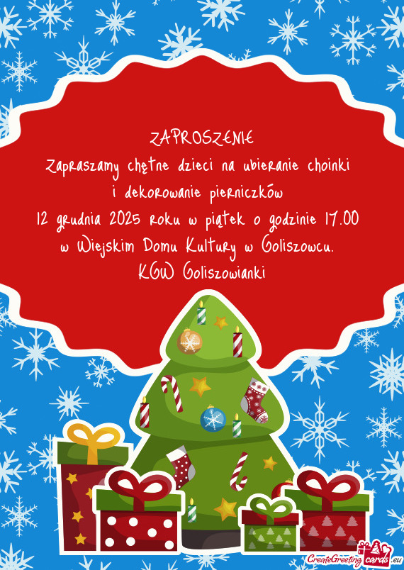 Zapraszamy chętne dzieci na ubieranie choinki