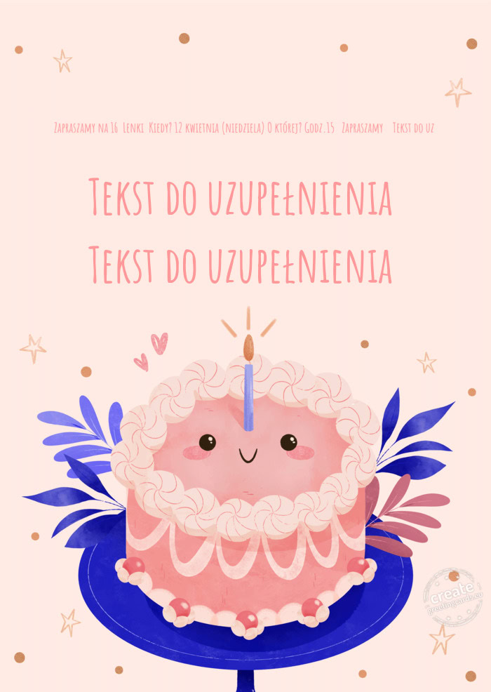 Zapraszamy na 16 Lenki Kiedy? 12 kwietnia (niedziela) O której? Godz.15 Zapraszamy 🥰 Tekst d