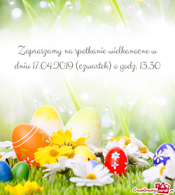 Zapraszamy na spotkanie wielkanocne w dniu 17.04.2019 (czwartek) o godz. 13.30
