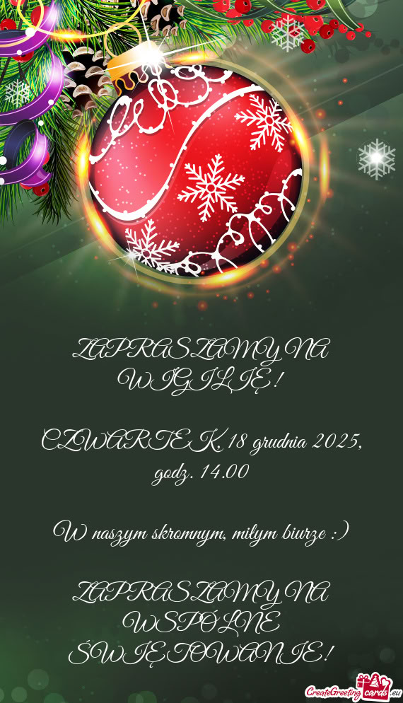 ZAPRASZAMY NA WIGILIĘ