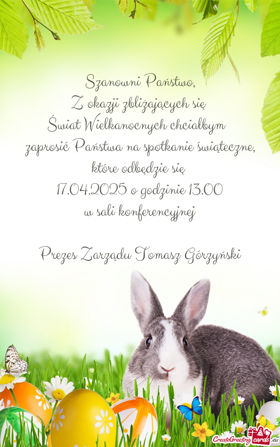 Zaprosić Państwa na spotkanie świąteczne