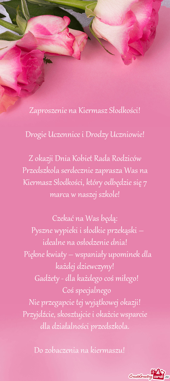 Zaproszenie na Kiermasz Słodkości