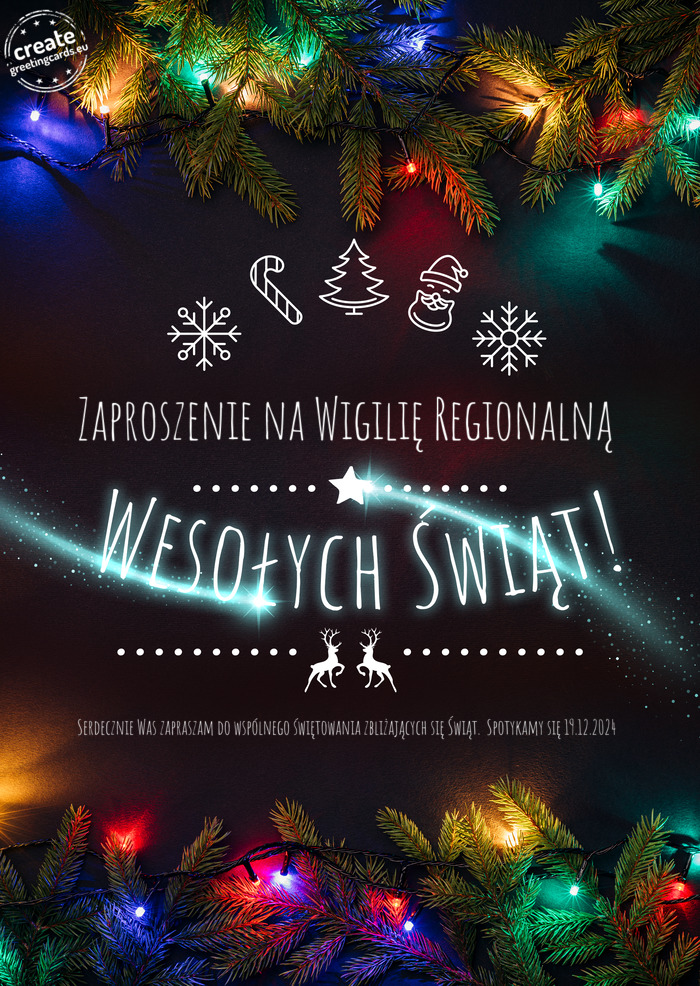 Zaproszenie na Wigilię Regionalną Wesołych Świąt Serdecznie Was zapraszam do wspólnego święt