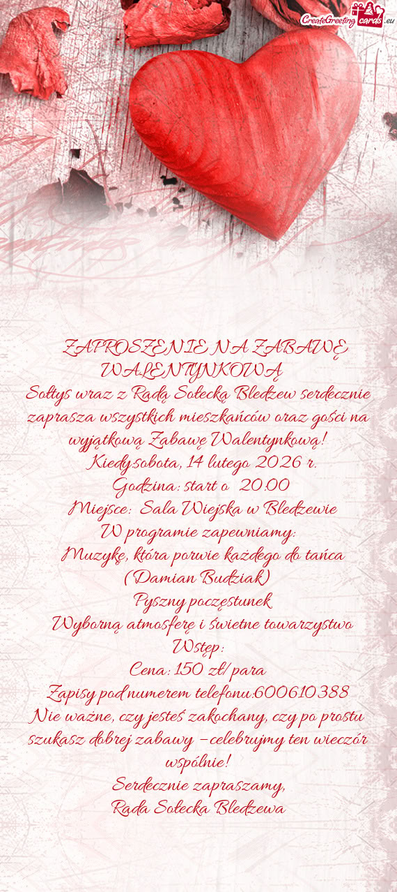 ❤️ ZAPROSZENIE NA ZABAWĘ WALENTYNKOWĄ ❤️