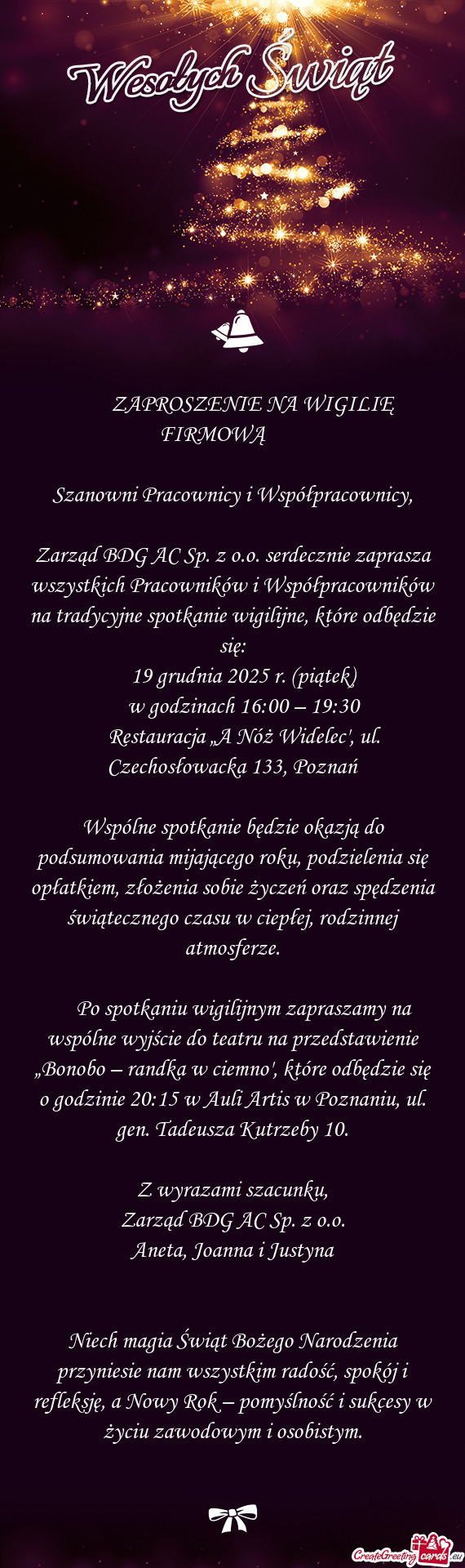 Zarząd BDG AC Sp. z o.o. serdecznie zaprasza wszystkich Pracowników i Współpracowników na trady