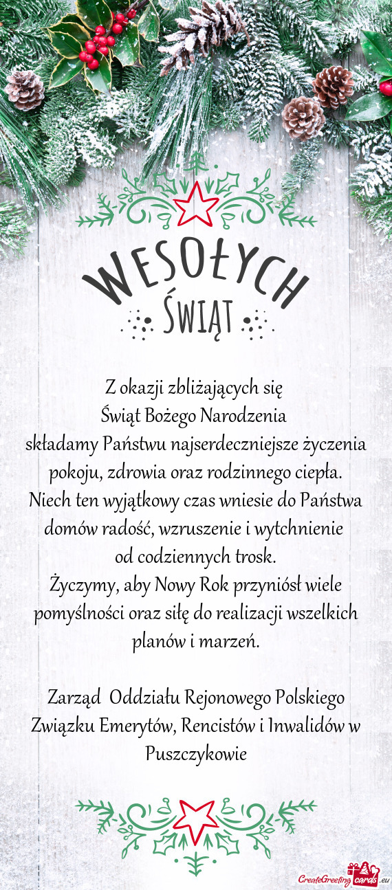 Zarząd Oddziału Rejonowego Polskiego Związku Emerytów, Rencistów i Inwalidów w Puszczykowie