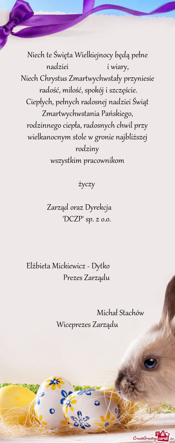 Zarząd oraz Dyrekcja      "DCZP" sp. z o.o