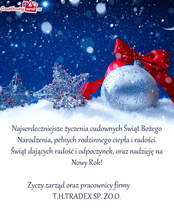 Zarząd oraz pracownicy firmy   T.H.TRADEX SP. ZO.O