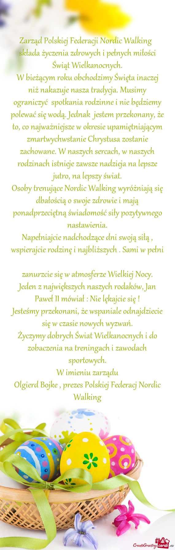 Zarząd Polskiej Federacji Nordic Walking składa życzenia zdrowych i pełnych miłości Świąt