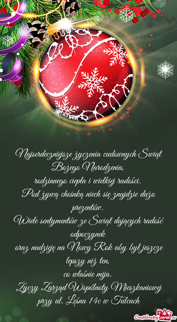 Zarząd Wspólnoty Mieszkaniowej przy ul. Leśna 14c w Tulcach