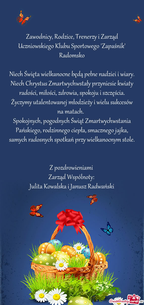 Zawodnicy, Rodzice, Trenerzy i Zarząd Uczniowskiego Klubu Sportowego "Zapaśnik" Radomsko